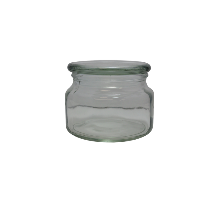 2 Giare in vetro con tappo, h 80 mm