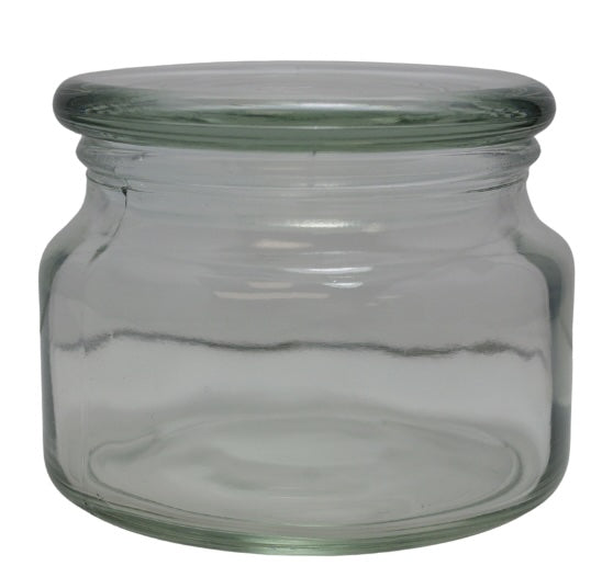 2 Giare in vetro con tappo, h 80 mm