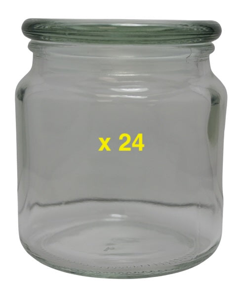 24 Giare in vetro con tappo, h 110 mm