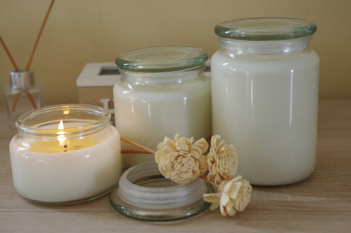 24 Giare in vetro con tappo, h 80 mm