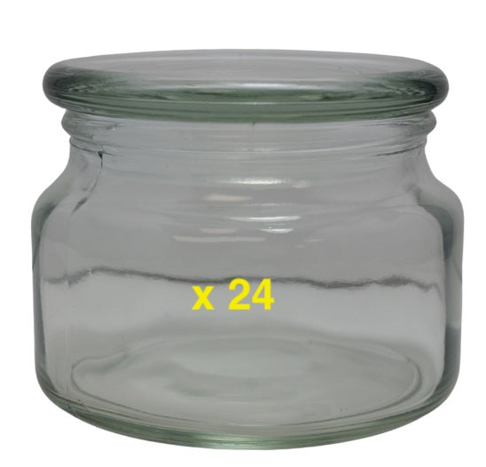 24 Giare in vetro con tappo, h 80 mm
