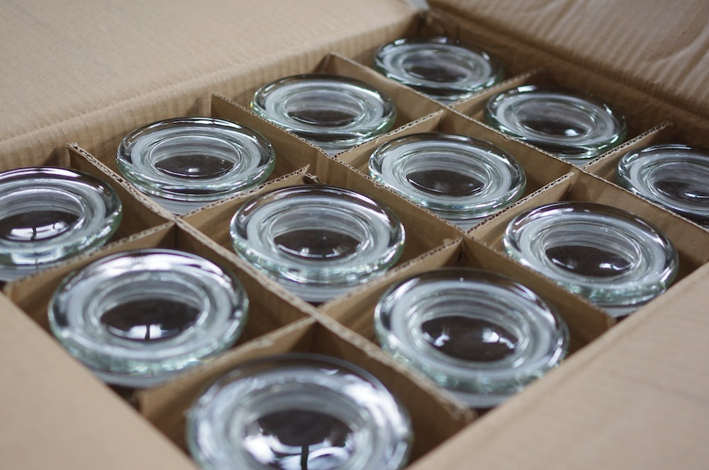 24 giare in vetro con tappo, h 140 mm