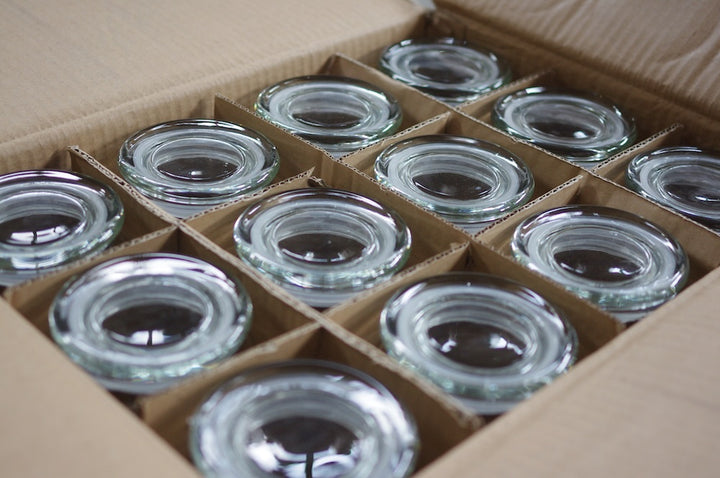 24 giare in vetro con tappo, h 140 mm