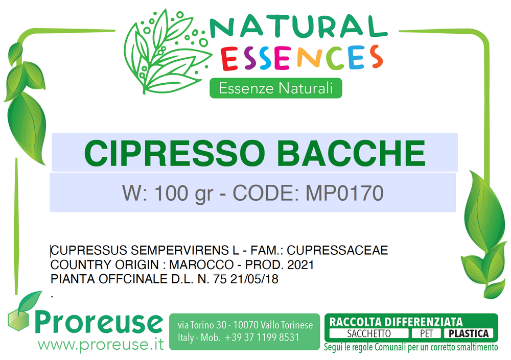 Bacche di cipresso triturate ( garbuli)  - 100 gr