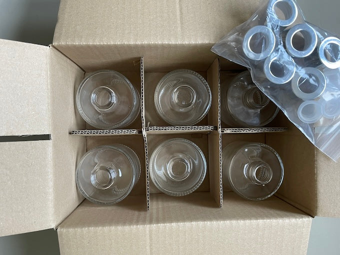 Bottiglia di vetro per profumatori ambiente, rotonda, 6 pz, 100 ml o 150 ml