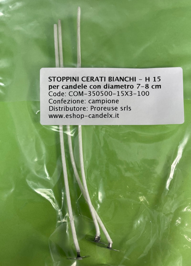 Campioni stoppini cerati per candele nei contenitori - 3 pz. per 4 tipi