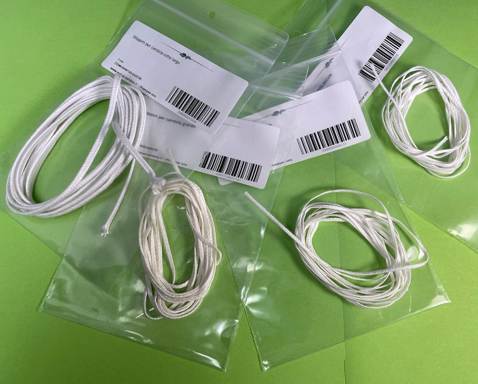 Campioni stoppini cordicella - 2 mt per 4 tipi