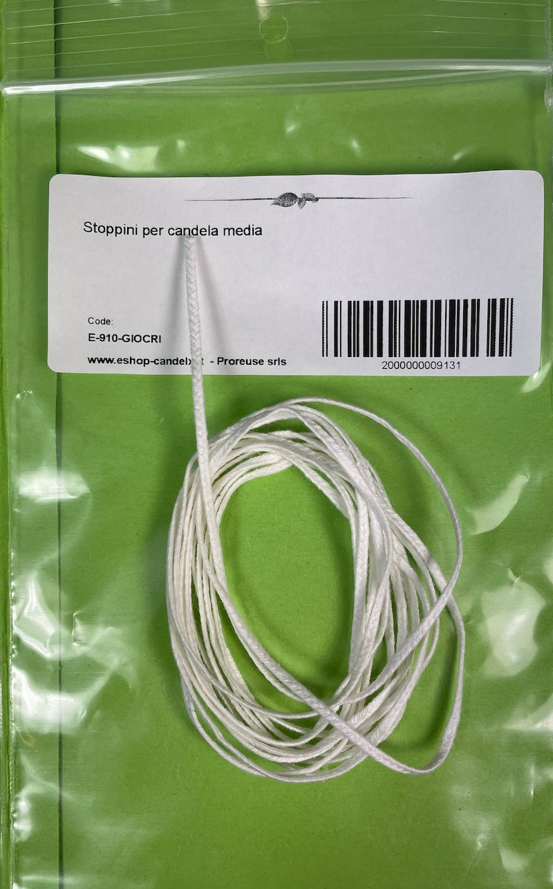 Campioni stoppini cordicella - 2 mt per 4 tipi