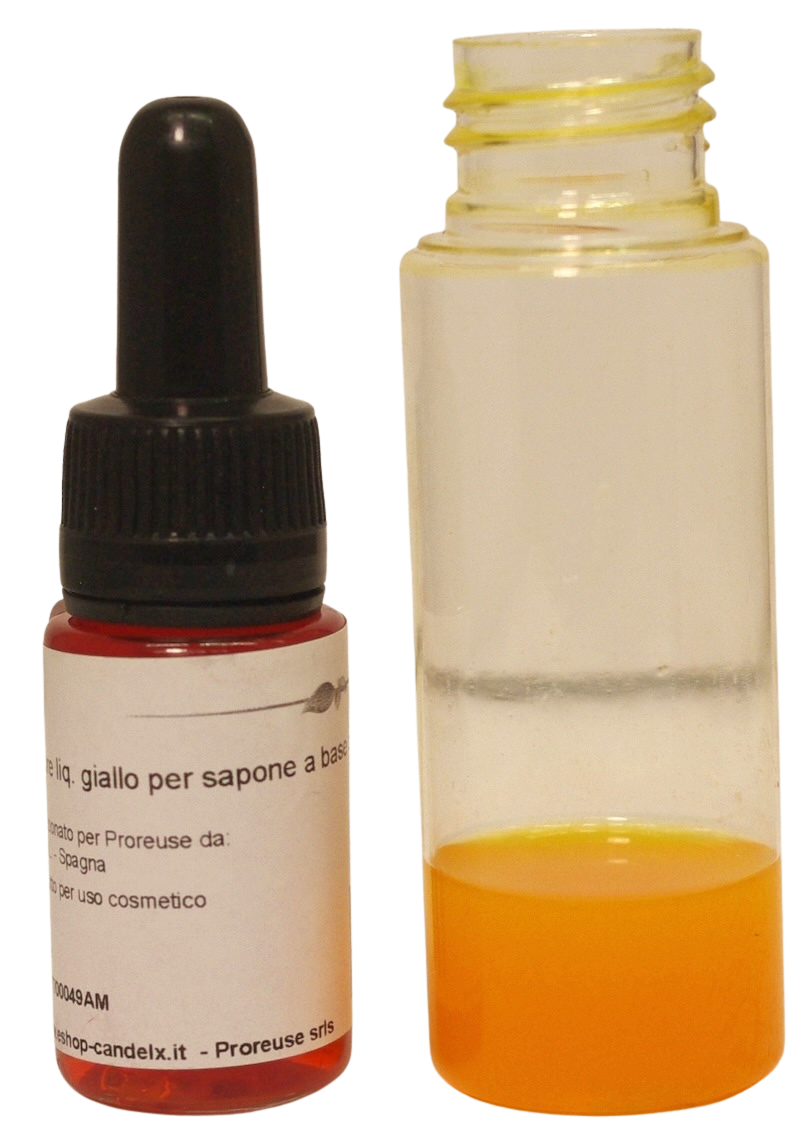 Colore liquido giallo per sapone a base di glicerina vegetale
