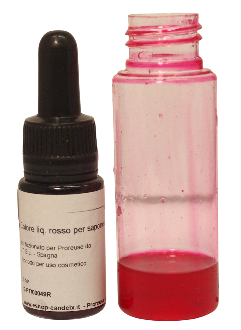 Colore liquido rosso  per sapone a base di glicerina vegetale