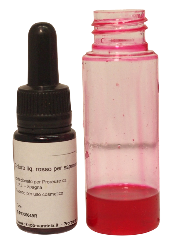 Colore liquido rosso  per sapone a base di glicerina vegetale