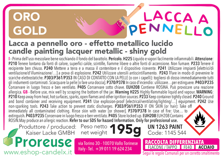 Colore oro,  a pennello, per cera o per gesso