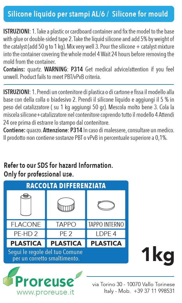 Gomma siliconica (silicone liquido) per riproduzione stampi per candele ,  AL/6 , 20 kg