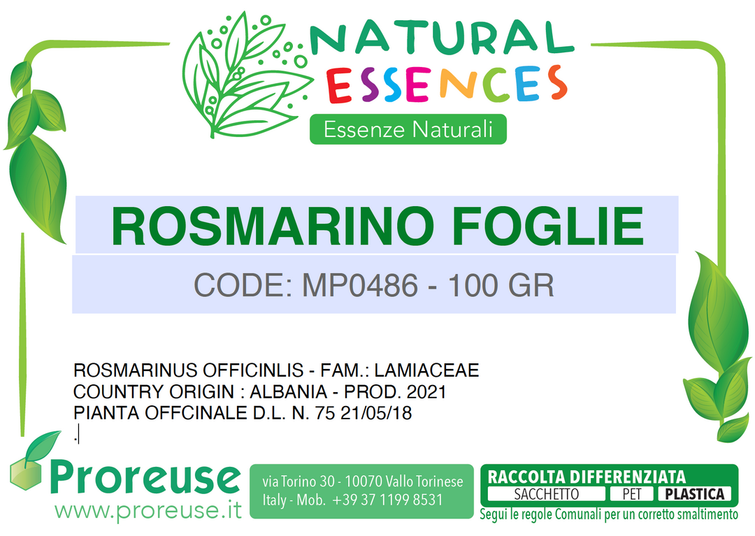 Rosmarino foglie monde intere    - 100 gr