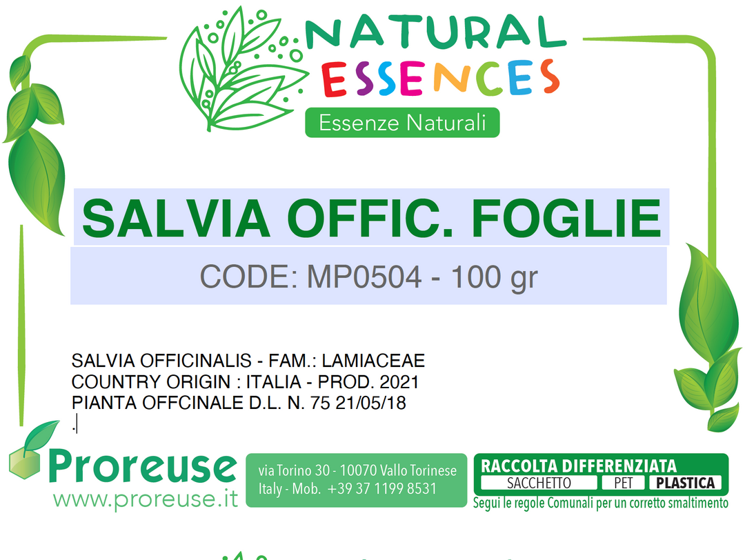 Salvia officinale foglie triturate   - 100 gr