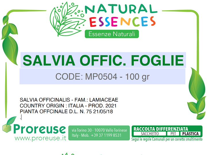 Salvia officinale foglie triturate   - 100 gr