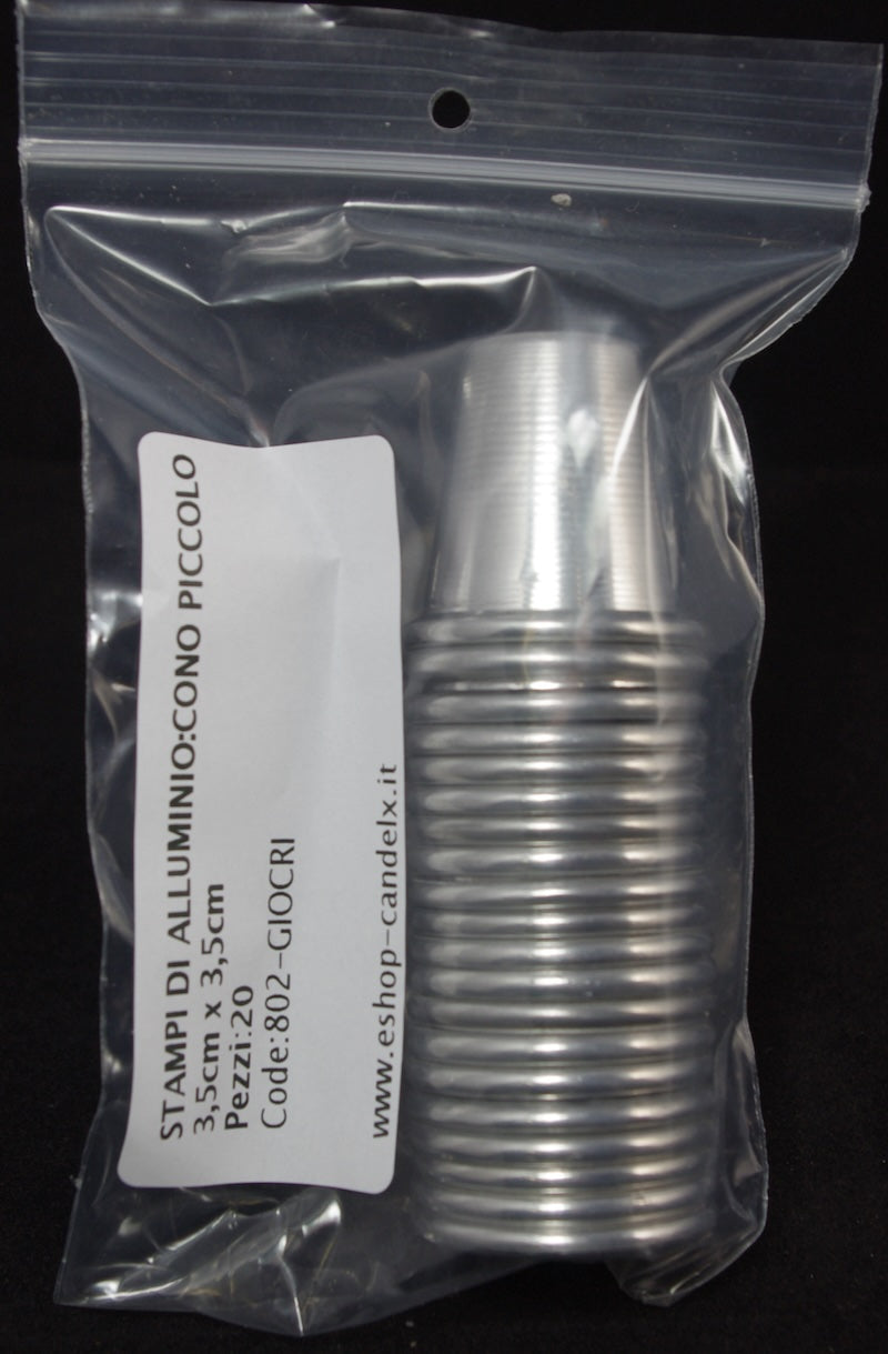 Stampi di alluminio: cono piccolo (3,2 cm x 3,5 altezza), con. da 10 pz.