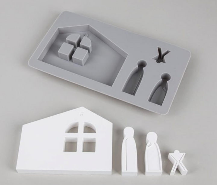 Stampo in silicone personaggi e animali presepe con stalla