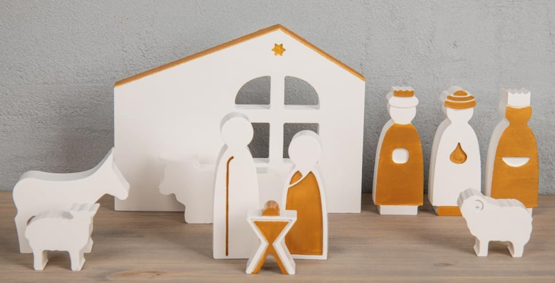 Stampo presepe in silicone con stalla, personaggi e animali – modello incluso nel kit presepe