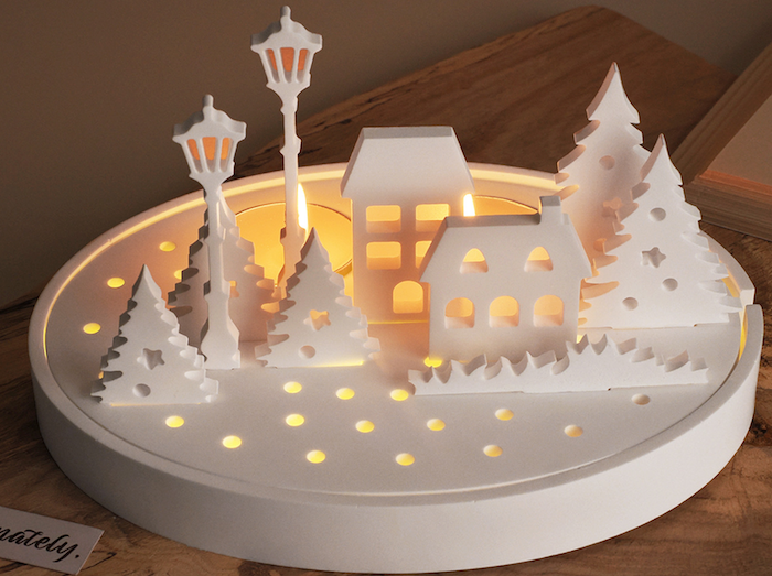 Stampo per vassoio con albero Natale, lampioni casette