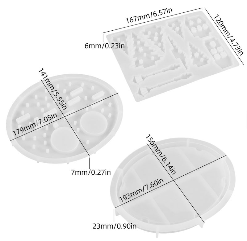 Stampo per vassoio con albero Natale, lampioni casette