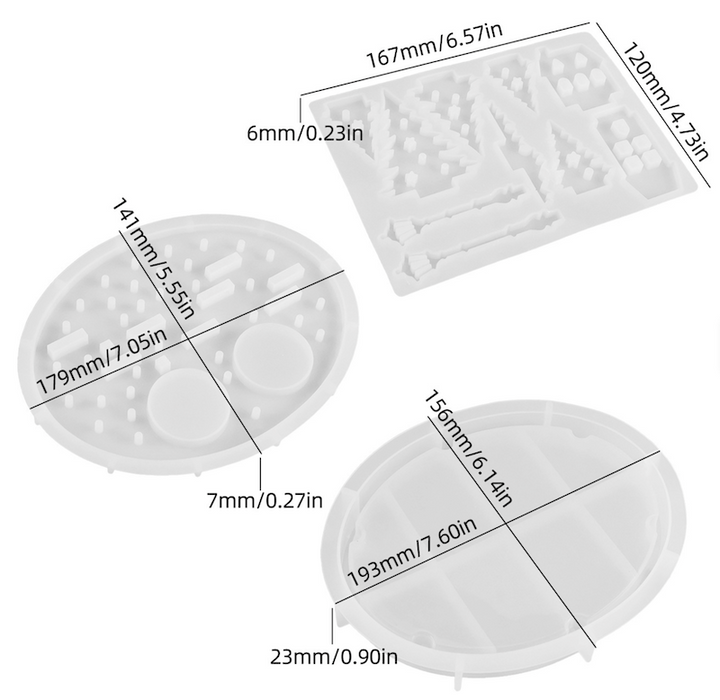 Stampo per vassoio con albero Natale, lampioni casette