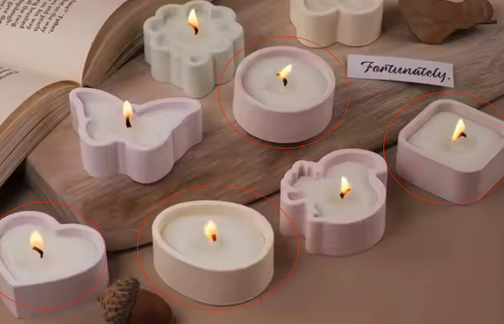 Stampo piccoli contenitori a cuore, cerchio, uovo e cubo