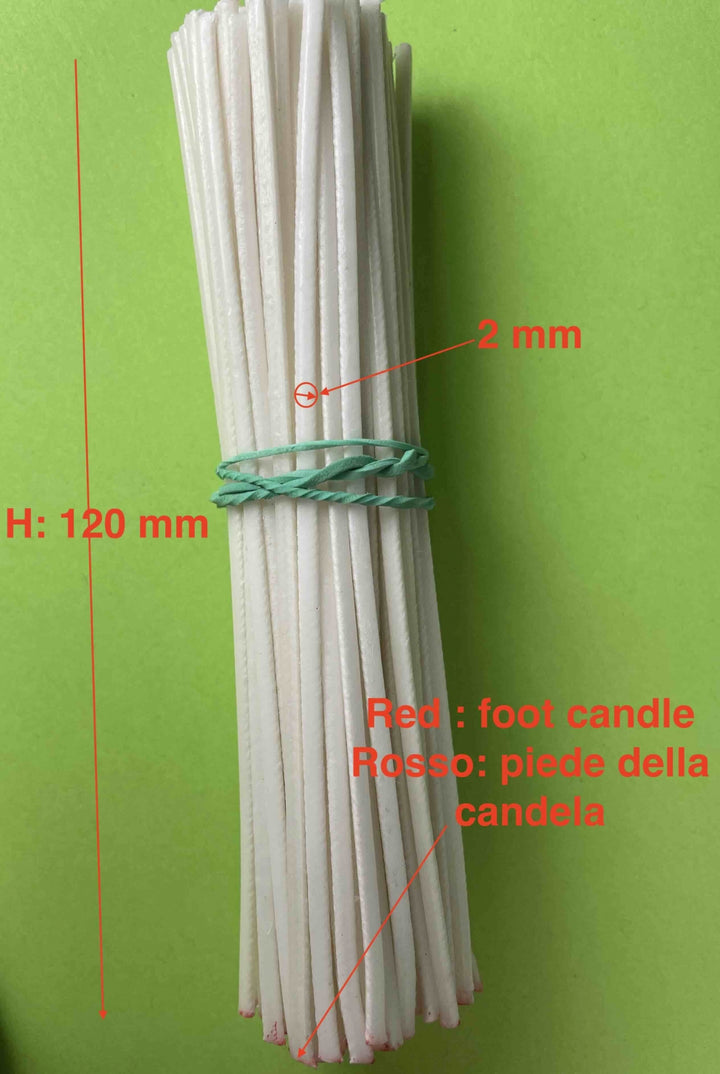 Stoppini cerati H 120 mm,  per candle sand  o candela  diametro da 50-60 mm, pz 100 mm