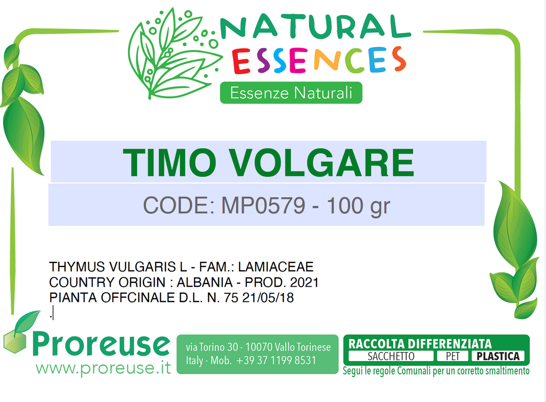 Timo volgare foglie essiccate  - 100 gr
