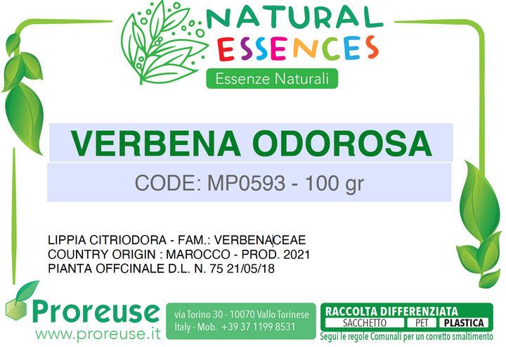 Verbena odorosa foglie triturate - 100 gr