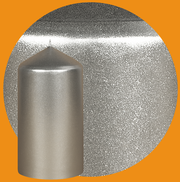 Vernice argento effetto seta lucido metallico per candele