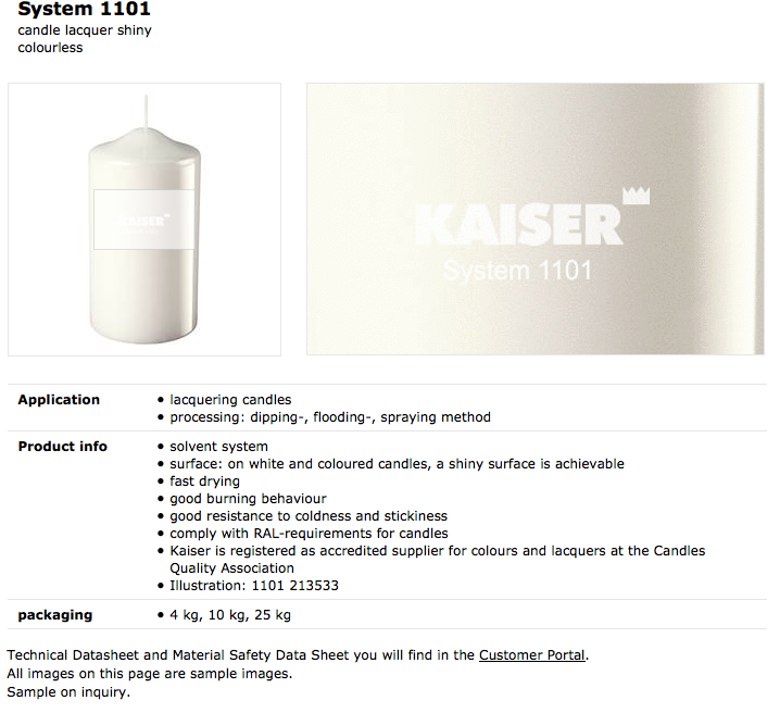 Vernice lucida trasparente a base solvente per candele