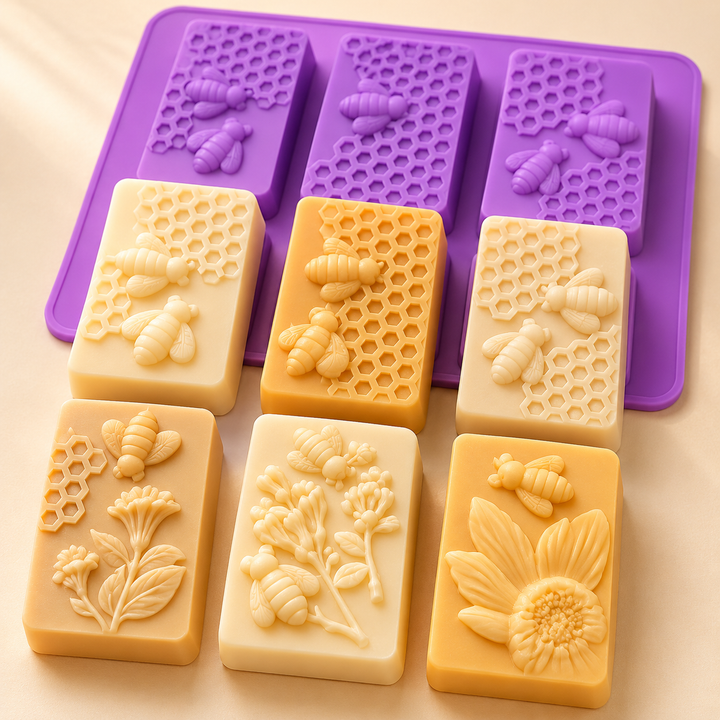 Stampo in Silicone Ape e Fiore Rettangolare