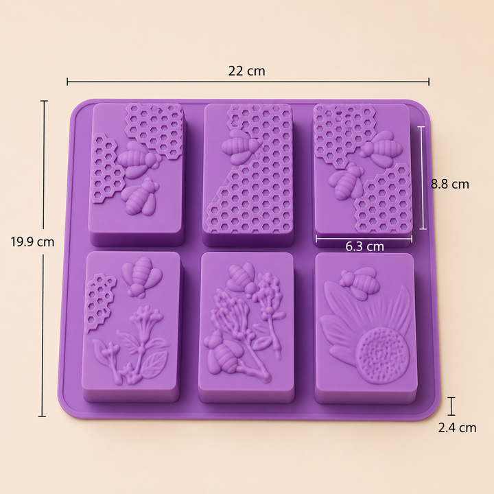 Stampo in Silicone Ape e Fiore Rettangolare