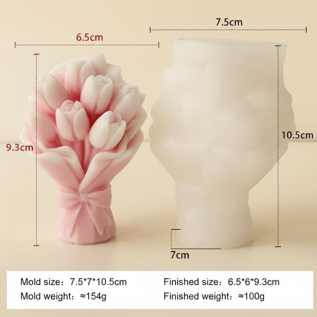 Stampo in Silicone Mazzo di Tulipani con Fiocco