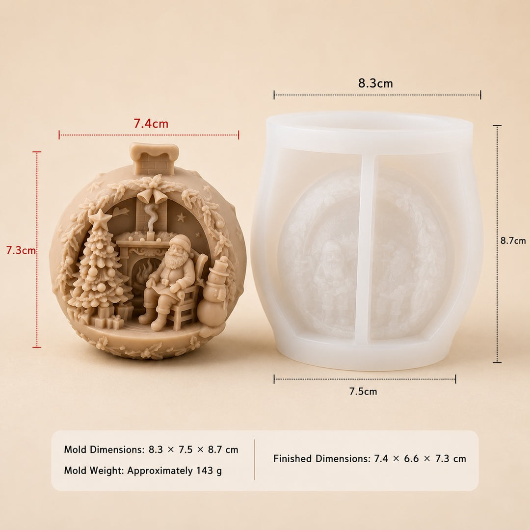 Stampo in Silicone Pallina di Natale - Babbo Natale con Camino