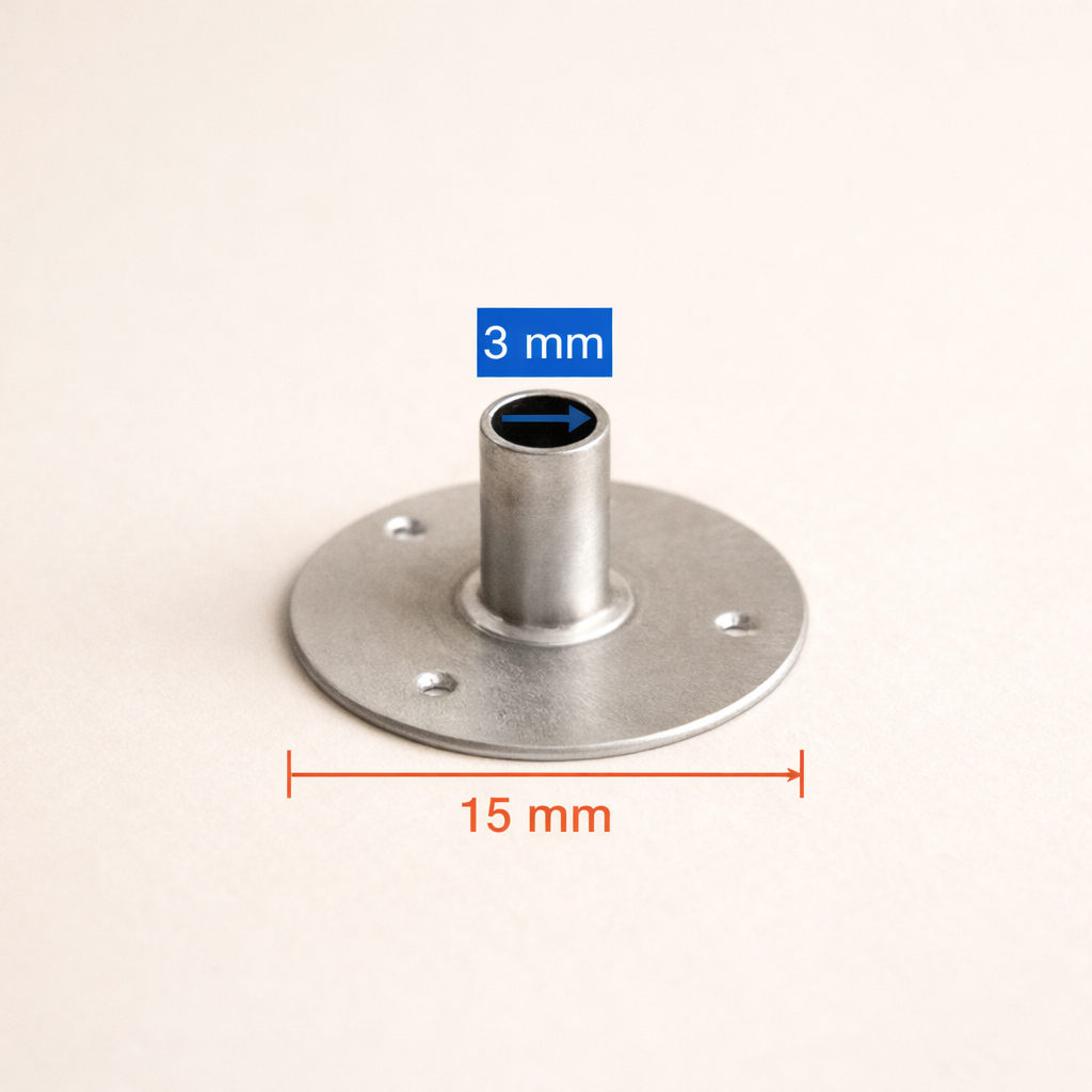 Supporto stoppino metallico (wick sustainer)  , 3,0 x 3,4 x 14,5 mm , foro diametro  3 mm, 100 gr ( 425 pz circa)