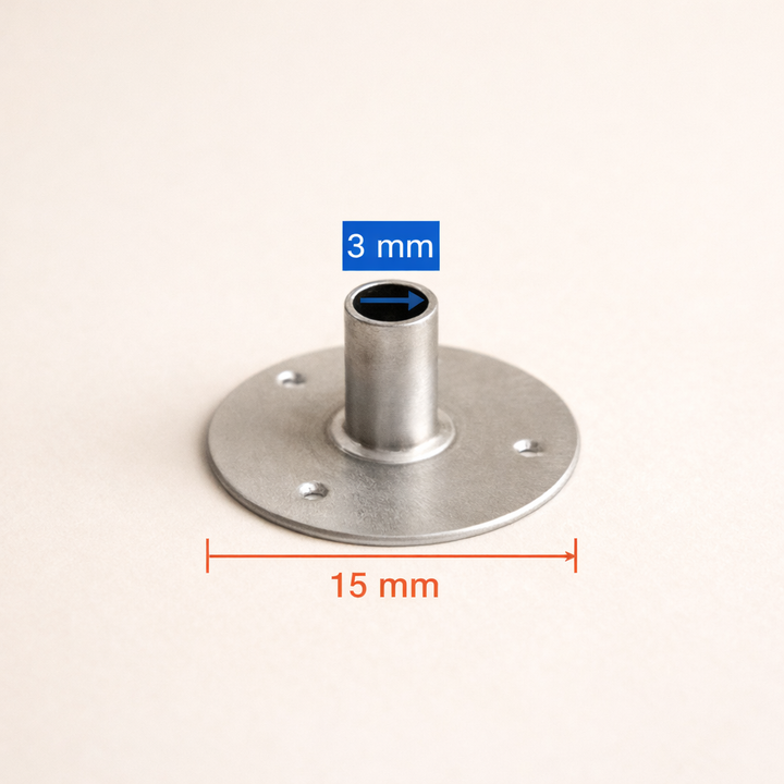 Supporto stoppino metallico (wick sustainer)  , 3,0 x 3,4 x 14,5 mm , foro diametro  3 mm, 100 gr ( 425 pz circa)