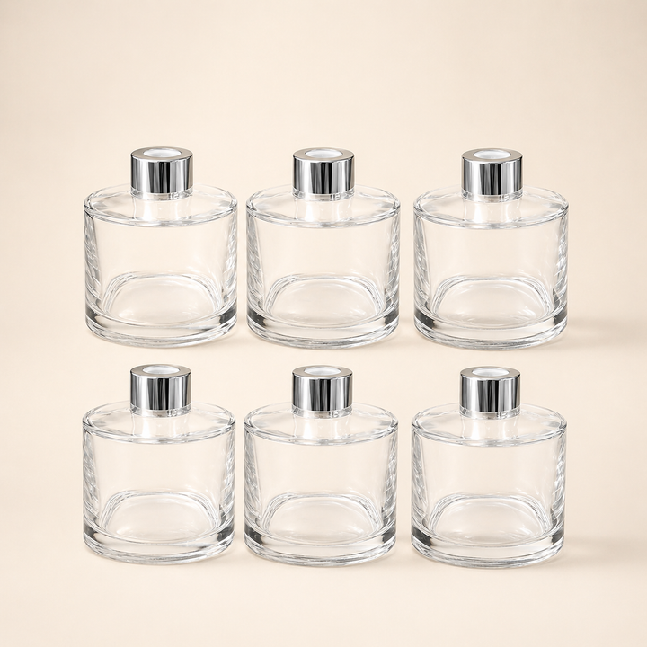 Bottiglia di vetro per profumatori ambiente, rotonda, 6 pz, 100 ml o 150 ml